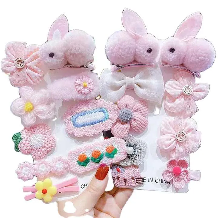 عيد الفصح الحيوان مشبك شعر مجموعة أرنب زهرة . aster Animal Hair Clip Set Rabbit Flower Shape Hairpins