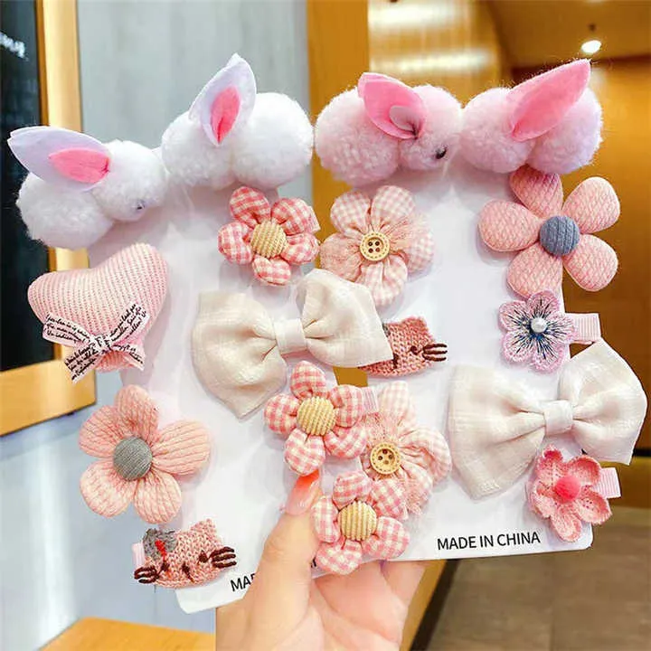 عيد الفصح الحيوان مشبك شعر مجموعة أرنب زهرة . aster Animal Hair Clip Set Rabbit Flower Shape Hairpins