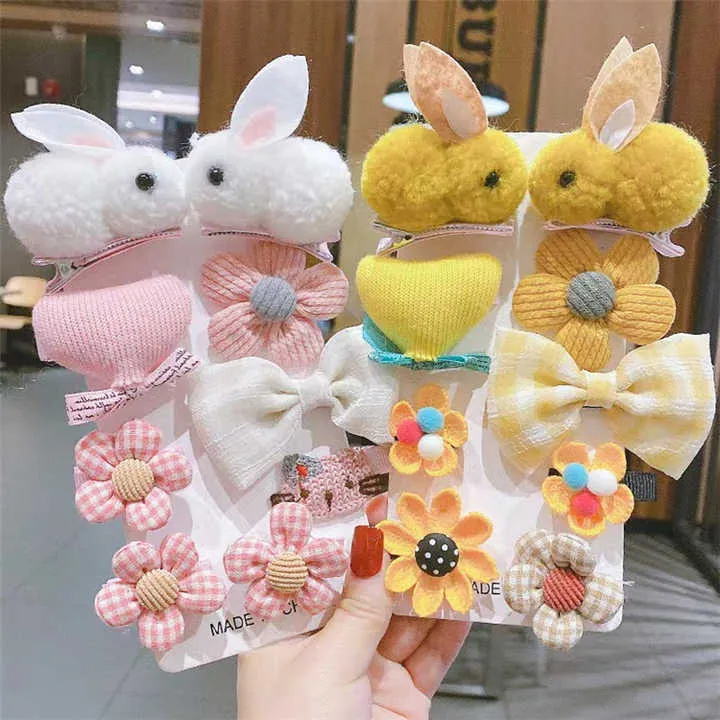 عيد الفصح الحيوان مشبك شعر مجموعة أرنب زهرة . aster Animal Hair Clip Set Rabbit Flower Shape Hairpins