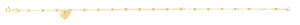 14K Gold Dangle Heart and Bead Station Anklet