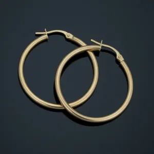 14k Yellow Gold Hoop Earrings (2x25 mm)