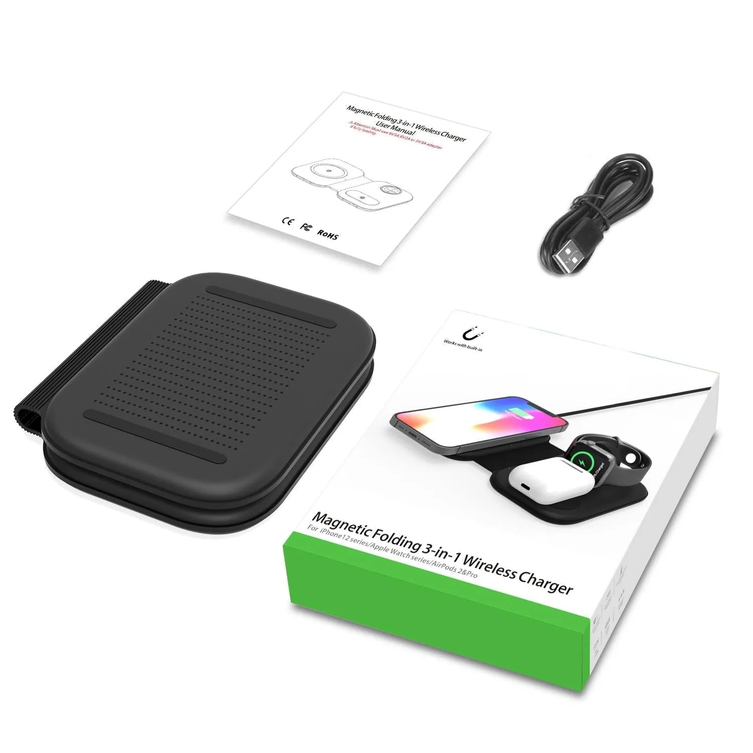 15W 3 In 1 Magnetic Wireless Charger For Iphone Apple Watch Airpods