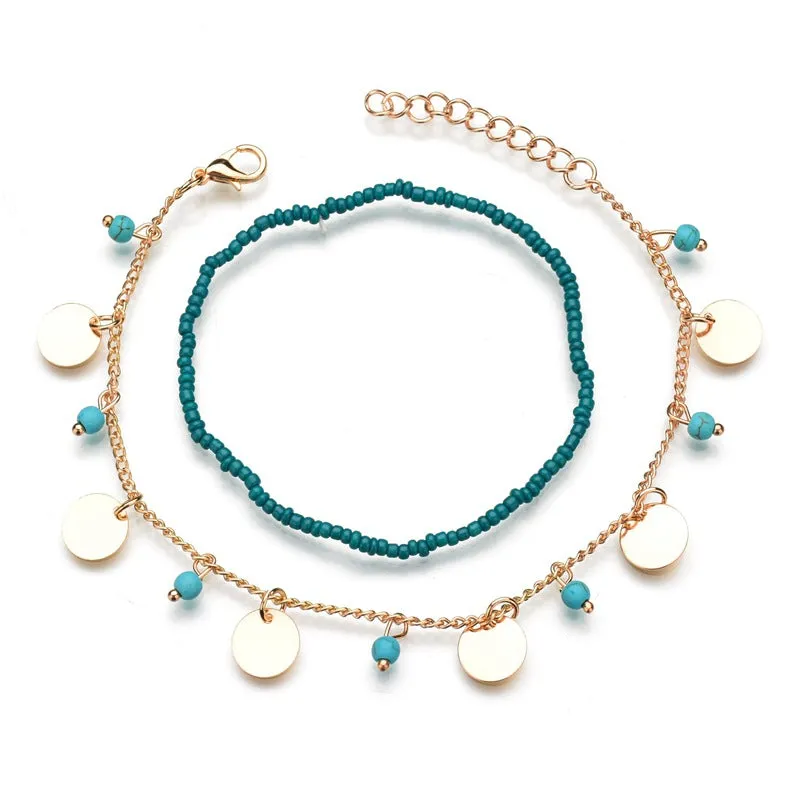 1piece Shine Bohemian Beads Ankle Bracelet for Women