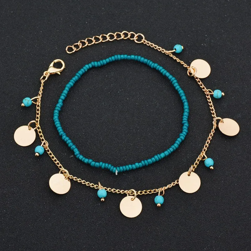 1piece Shine Bohemian Beads Ankle Bracelet for Women