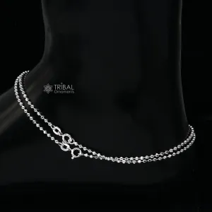 2mm 925 sterling silver beaded/ball chain anklet bracelet amazing light weight delicate anklets gorgeous belly dance silver jewelry ank614