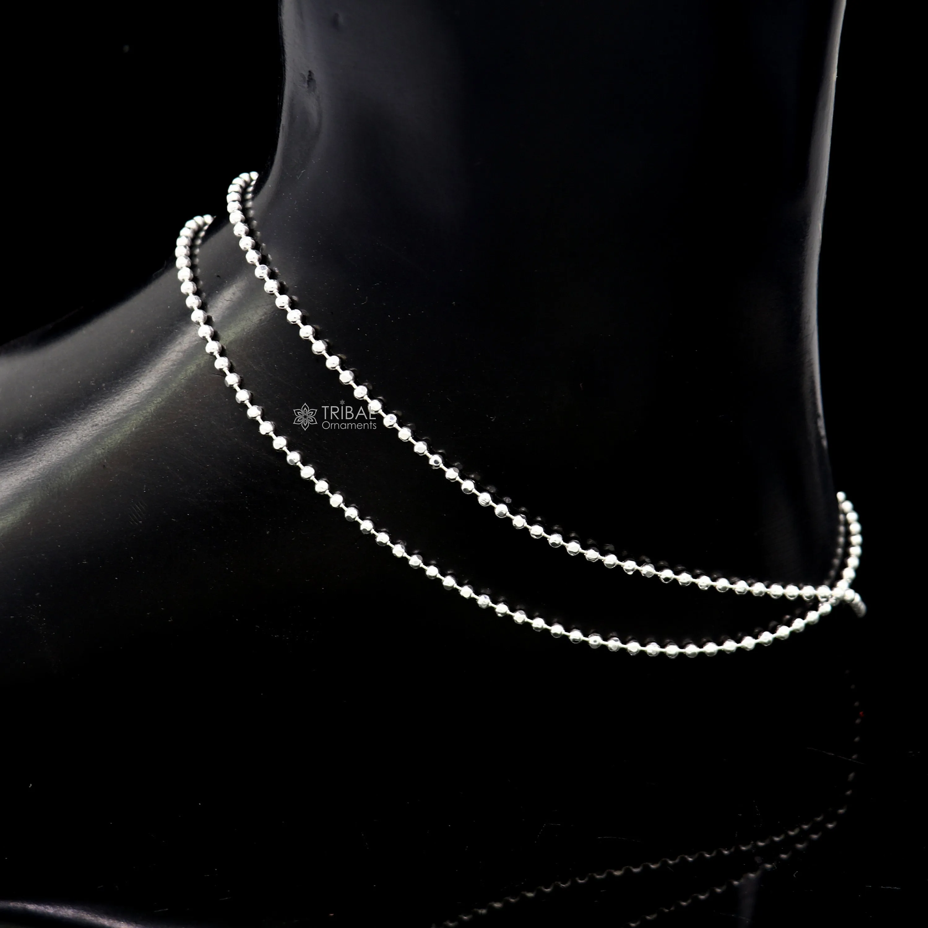 2mm 925 sterling silver beaded/ball chain anklet bracelet amazing light weight delicate anklets gorgeous belly dance silver jewelry ank614