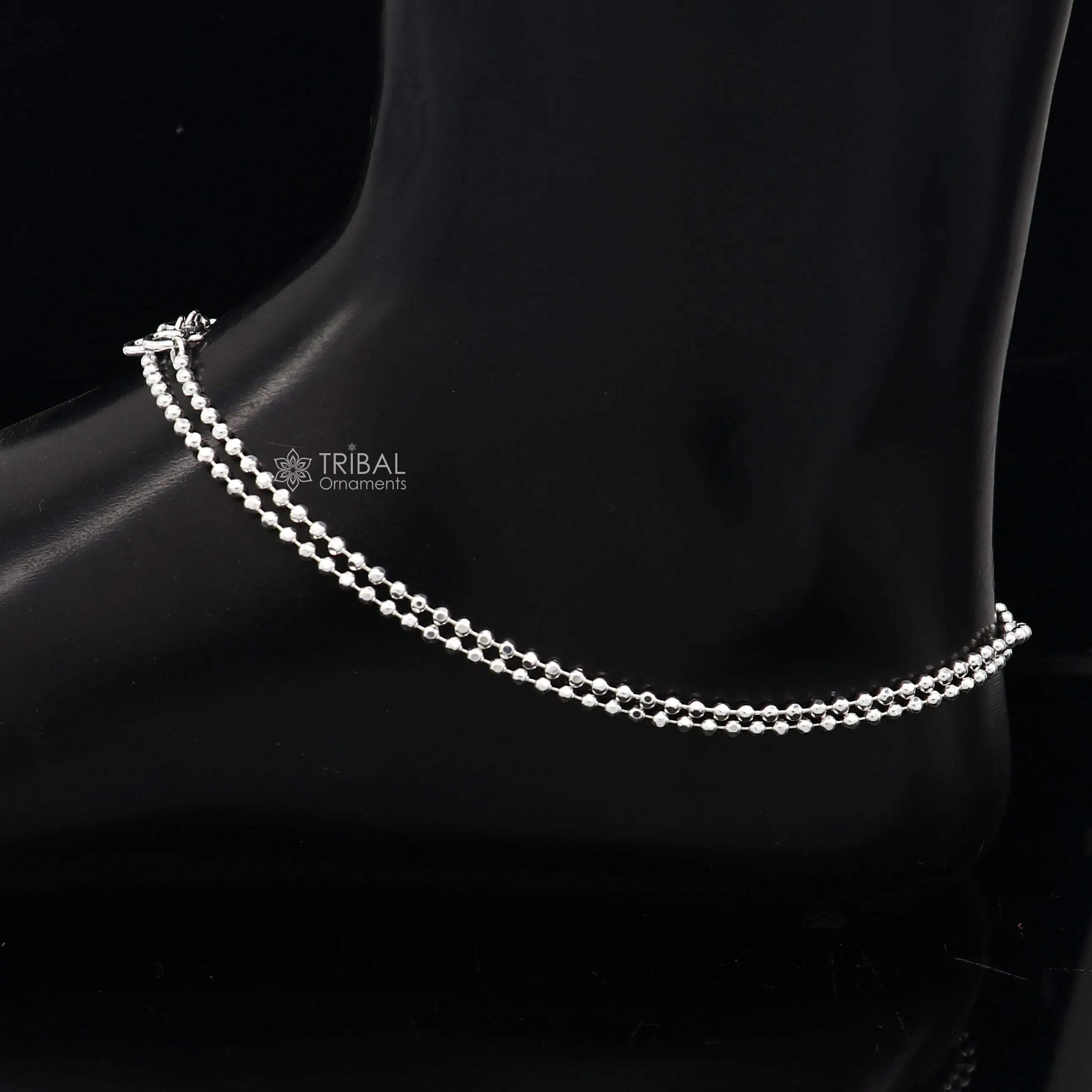 2mm 925 sterling silver beaded/ball chain anklet bracelet amazing light weight delicate anklets gorgeous belly dance silver jewelry ank614