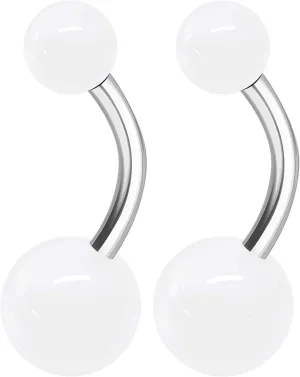 2PCS Stainless Steel Belly Stud Button Navel Bar Rings 14 Gauge 3/8 10mm Acrylic Ball Earrings Piercing Jewelry Choose Colors