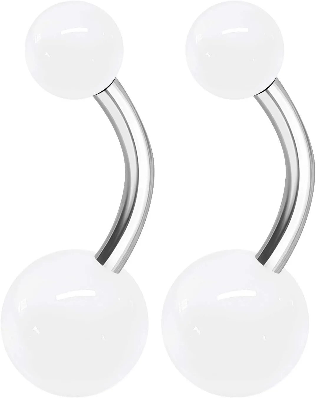 2PCS Stainless Steel Belly Stud Button Navel Bar Rings 14 Gauge 3/8 10mm Acrylic Ball Earrings Piercing Jewelry Choose Colors