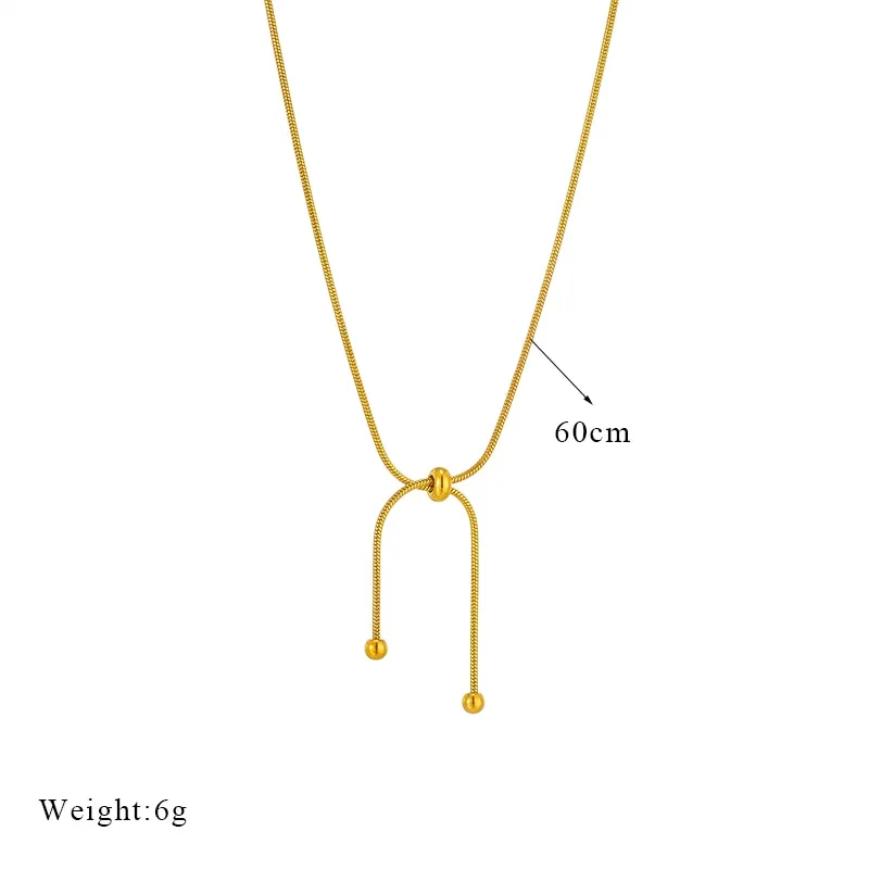 316L Stainless Steel Gold Color Drawstring Necklace Bracelets For Women