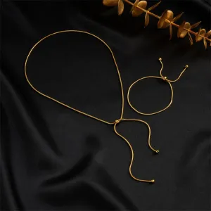 316L Stainless Steel Gold Color Drawstring Necklace Bracelets For Women
