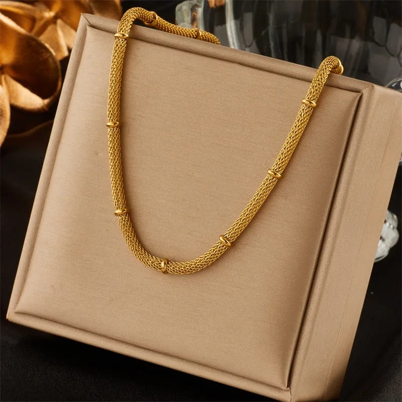316L Stainless Steel Gold Color Thick Chain Necklace Bracelets For Women