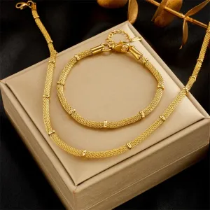 316L Stainless Steel Gold Color Thick Chain Necklace Bracelets For Women