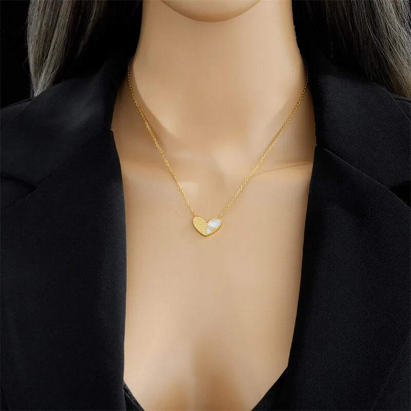 316L Stainless Steel Heart Love Lettering Pendant Necklace Earrings For Women