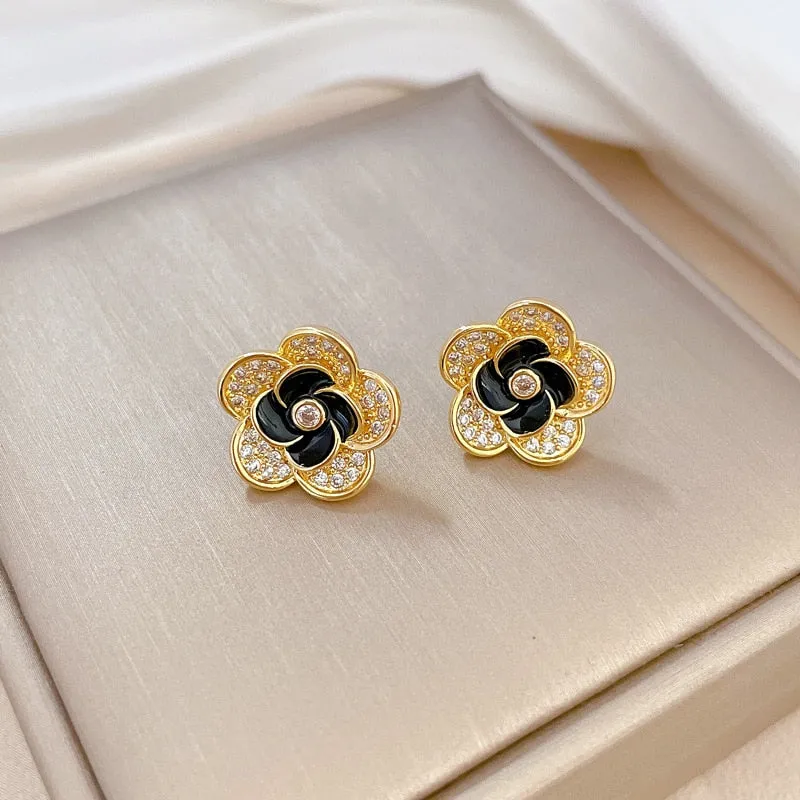 316L Stainless Steel Lovely Flowers Pendant Necklace Earrings For Women