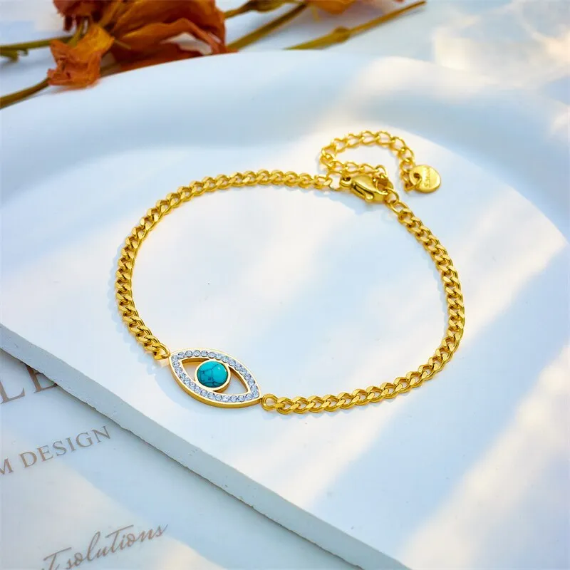 316L Stainless Steel Round Hollow Eye Charm Necklace Bracelets For Women