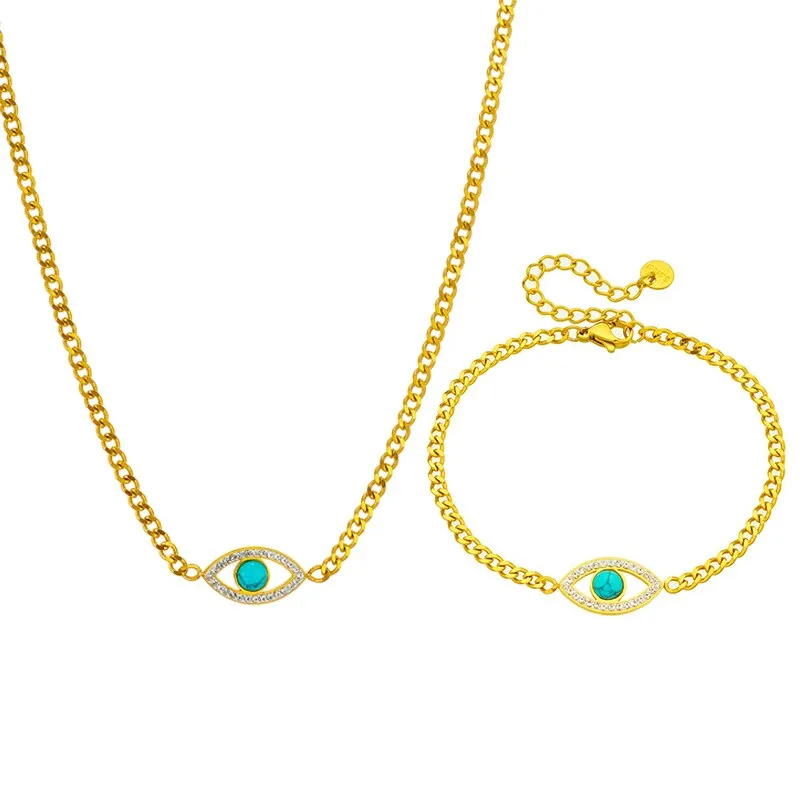 316L Stainless Steel Round Hollow Eye Charm Necklace Bracelets For Women