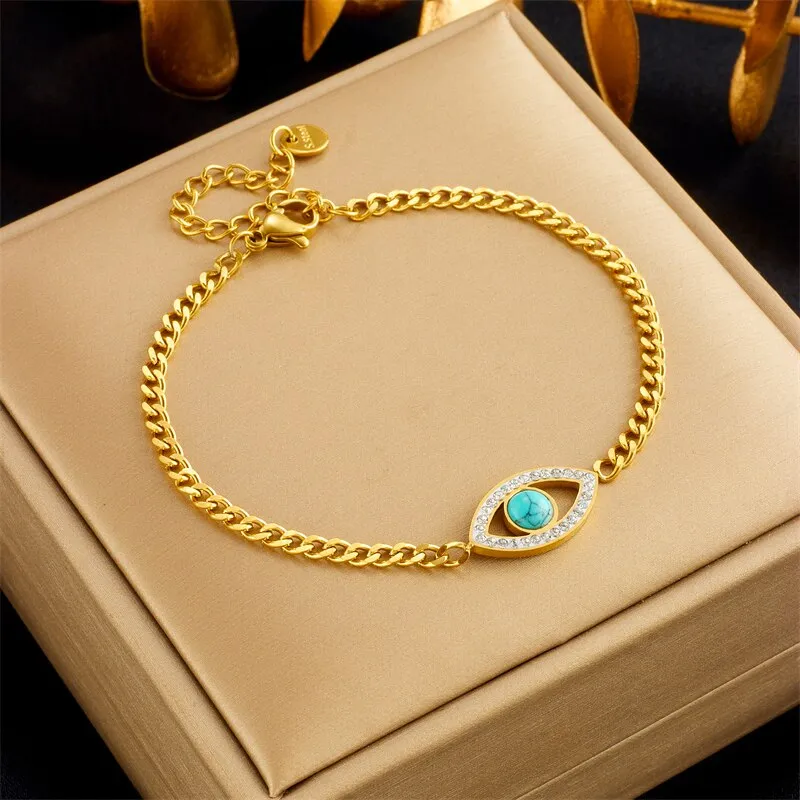 316L Stainless Steel Round Hollow Eye Charm Necklace Bracelets For Women