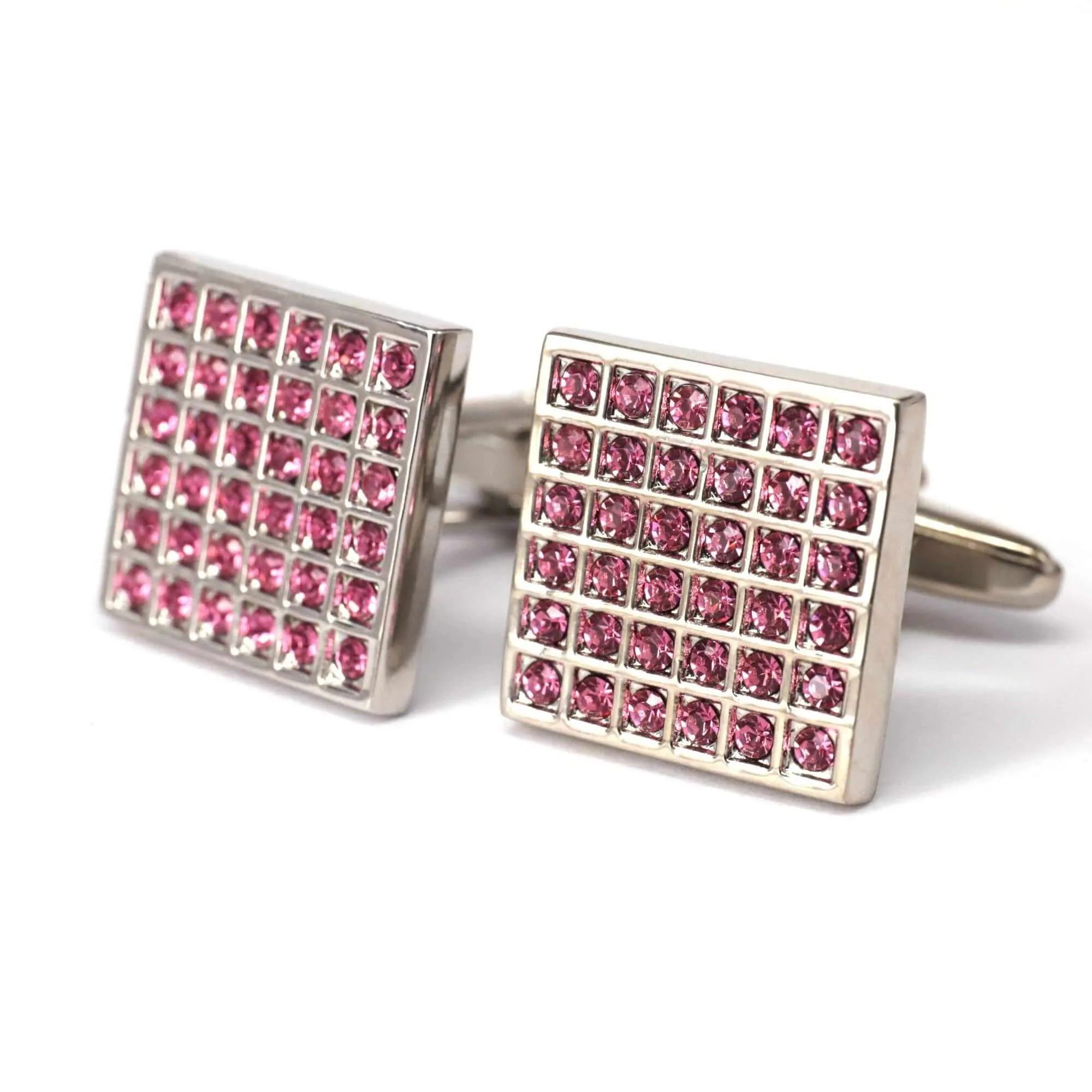 36 Pink Check Crystals Cufflinks (Online Exclusive)