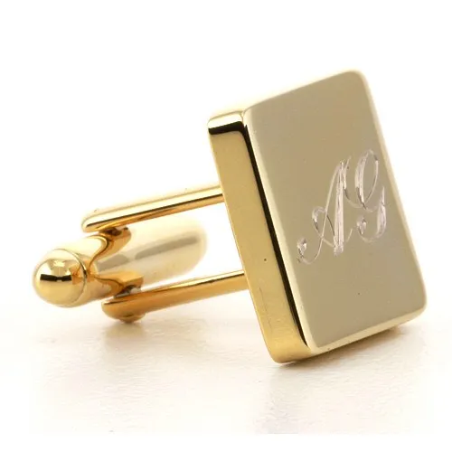 5 x Personalised Engraved Square Gold Cufflinks