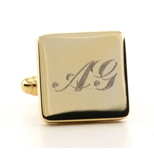 5 x Personalised Engraved Square Gold Cufflinks