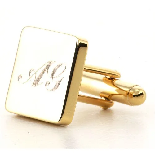 5 x Personalised Engraved Square Gold Cufflinks
