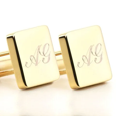 5 x Personalised Engraved Square Gold Cufflinks