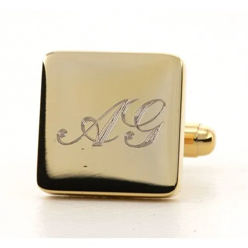5 x Personalised Engraved Square Gold Cufflinks