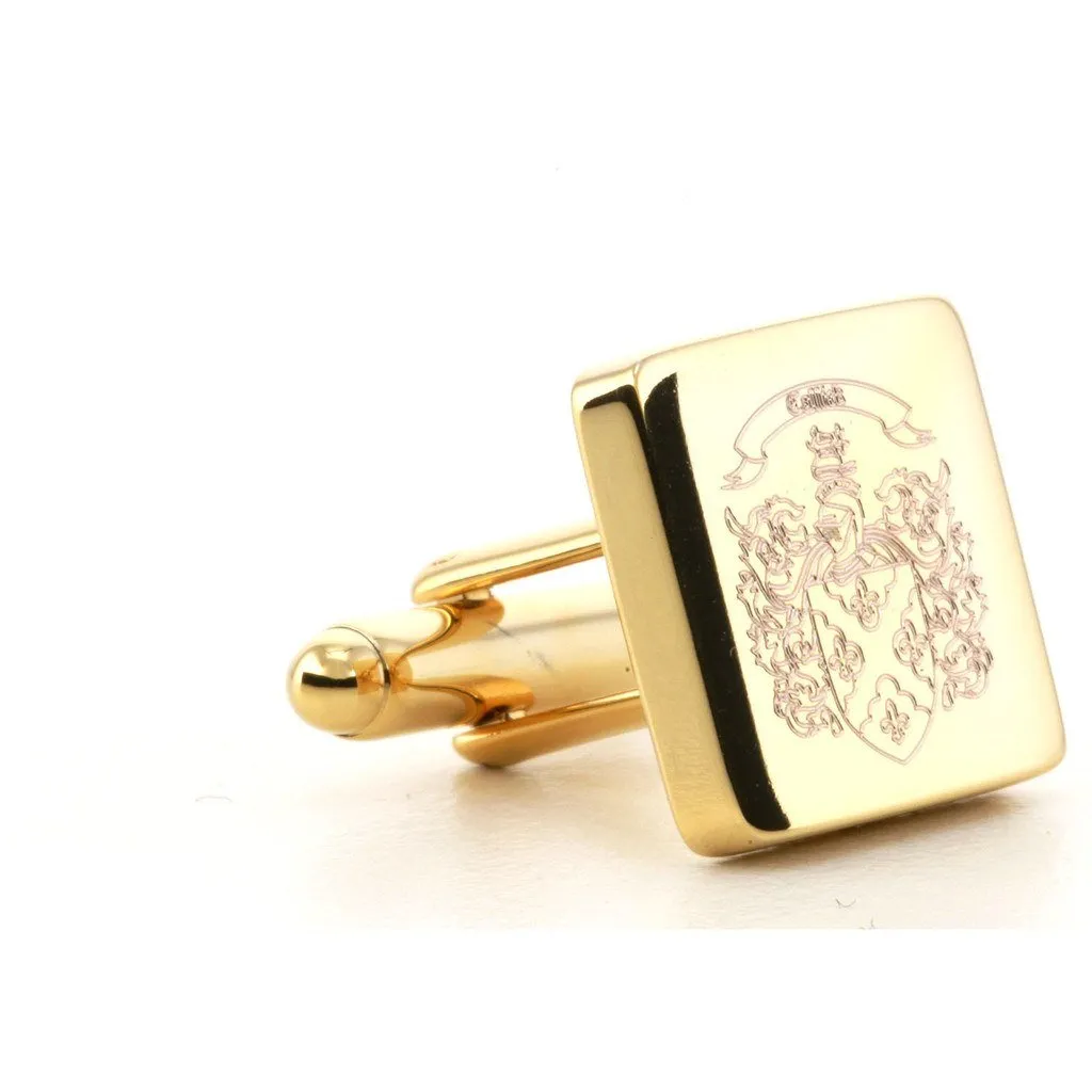 5 x Personalised Engraved Square Gold Cufflinks