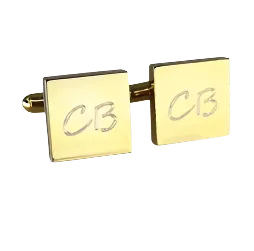 5 x Personalised Engraved Square Gold Cufflinks