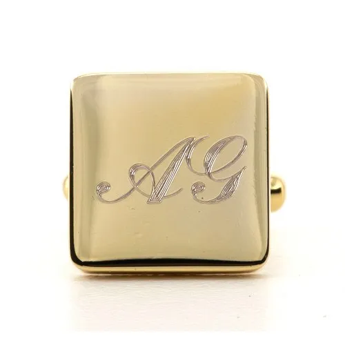 5 x Personalised Engraved Square Gold Cufflinks