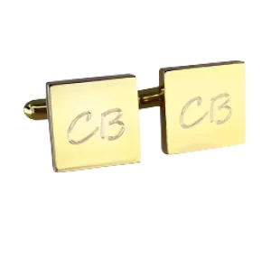 5 x Personalised Engraved Square Gold Cufflinks