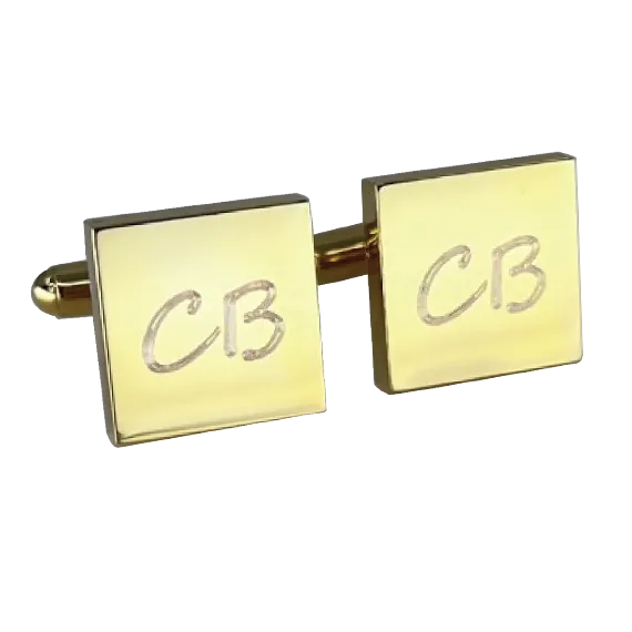 5 x Personalised Engraved Square Gold Cufflinks