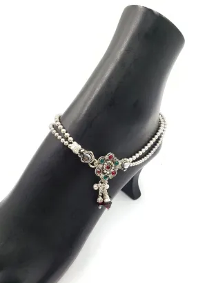 700 Silver Rajwada Anklet - #45