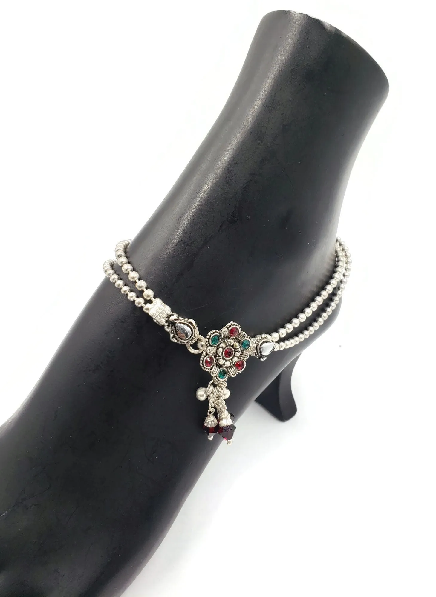 700 Silver Rajwada Anklet - #45