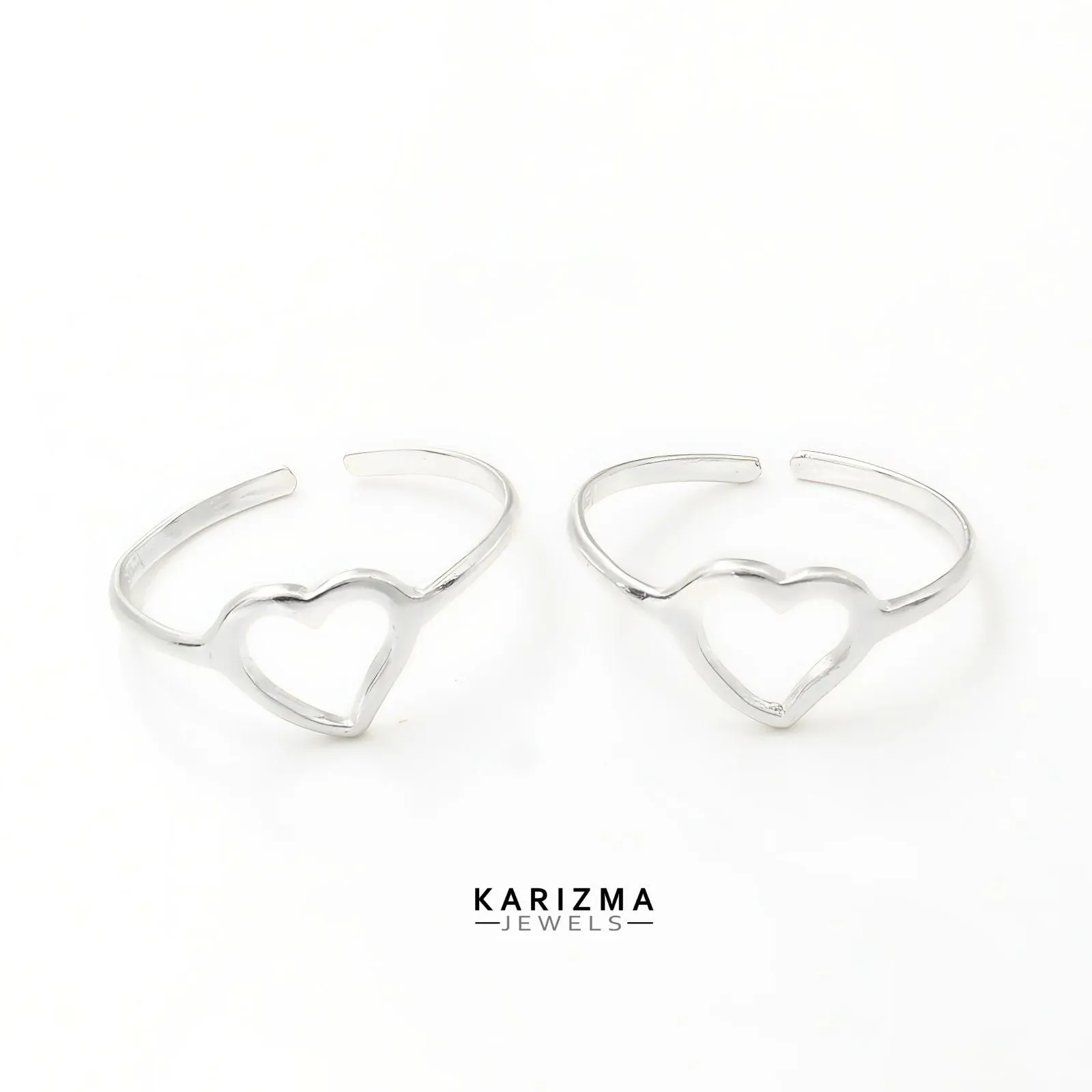 925 Real Sterling Silver women unique trendy Heart style Toe Ring  - Pair