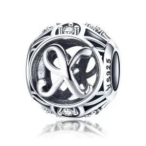 925 Sterling Silver 26 English Letter Beads For Diy Bracelets & Necklaces Style - X