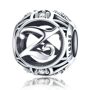 925 Sterling Silver 26 English Letter Beads For Diy Bracelets & Necklaces Style - Z