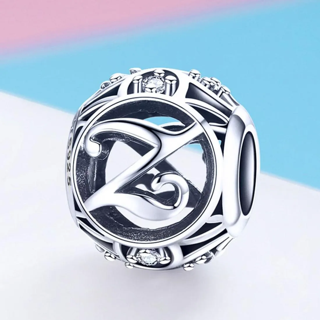 925 Sterling Silver 26 English Letter Beads For Diy Bracelets & Necklaces Style - Z
