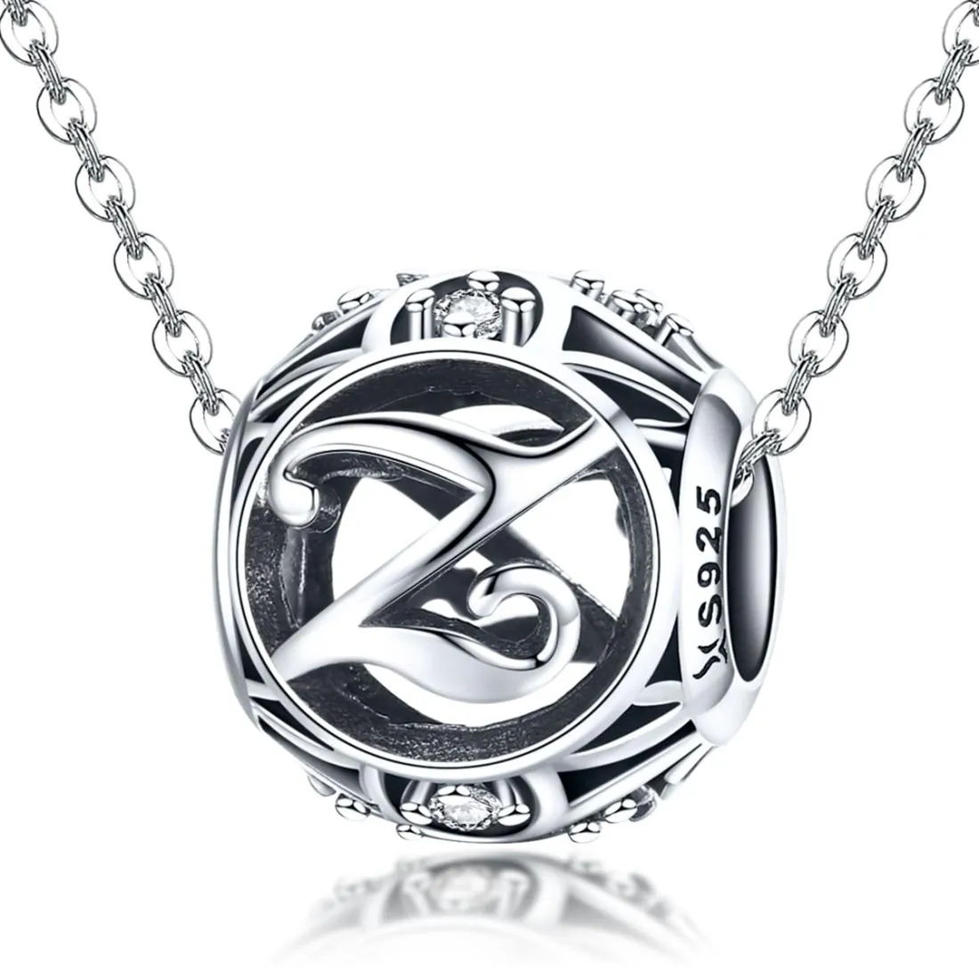 925 Sterling Silver 26 English Letter Beads For Diy Bracelets & Necklaces Style - Z