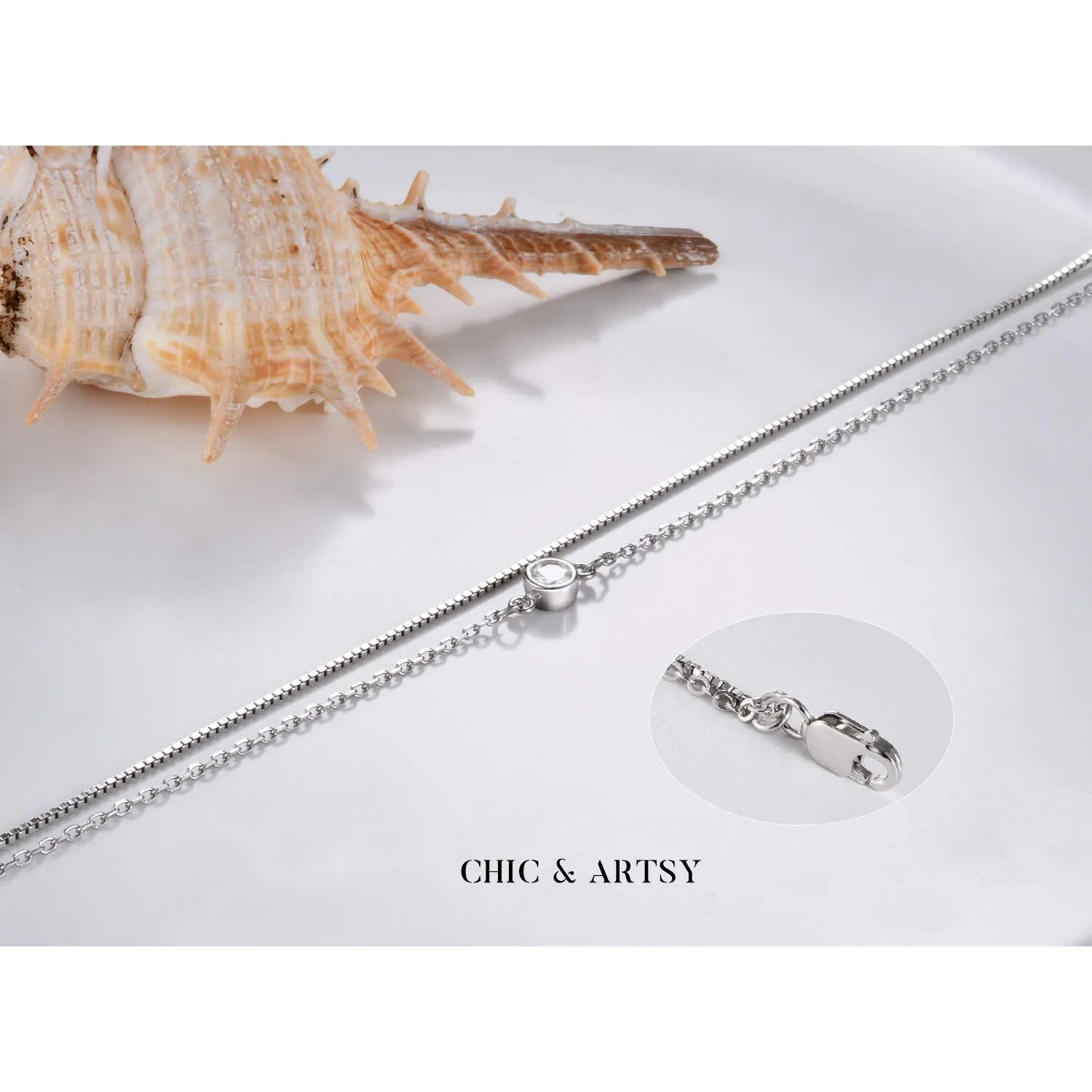 925 Sterling Silver Ankle Bracelet Multilayer Anklets for Women Satellite, Star, Cross, Circle, Butterfly, Teardrop, Oval Disk Layered Anklet Beach Jewelry double layered
