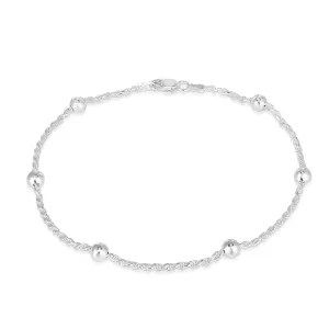 925 Sterling Silver Anklets For Women, Ankle Bracelets for Women, Basic Chain Link Anklets For Women, Girls Anklets, Beach Anklets, Bead Anklet, Summer Jewelry, 10 Inch Anklet ROPE/5MM Bead