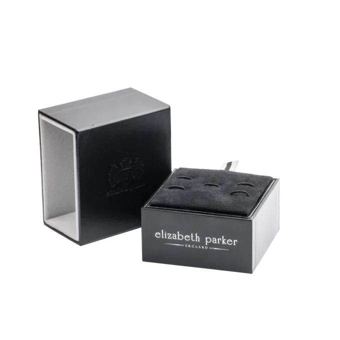 925 Sterling Silver Crossed Lines Soft Square Cufflinks