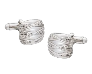 925 Sterling Silver Crossed Lines Soft Square Cufflinks