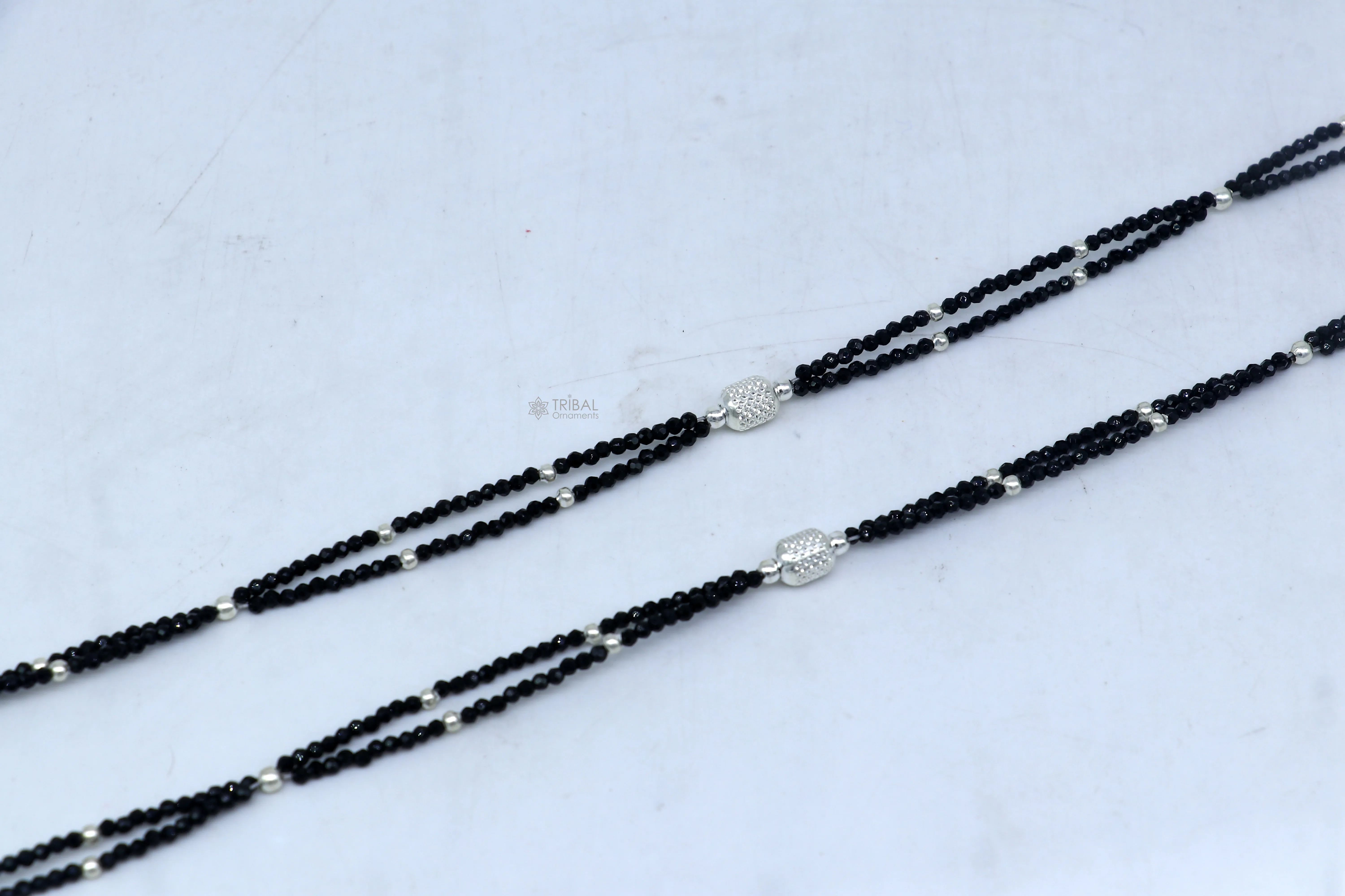 925 sterling silver double chain silver and black beaded anklet bracelet amazing light weight delicate anklets silver jewelry ank658