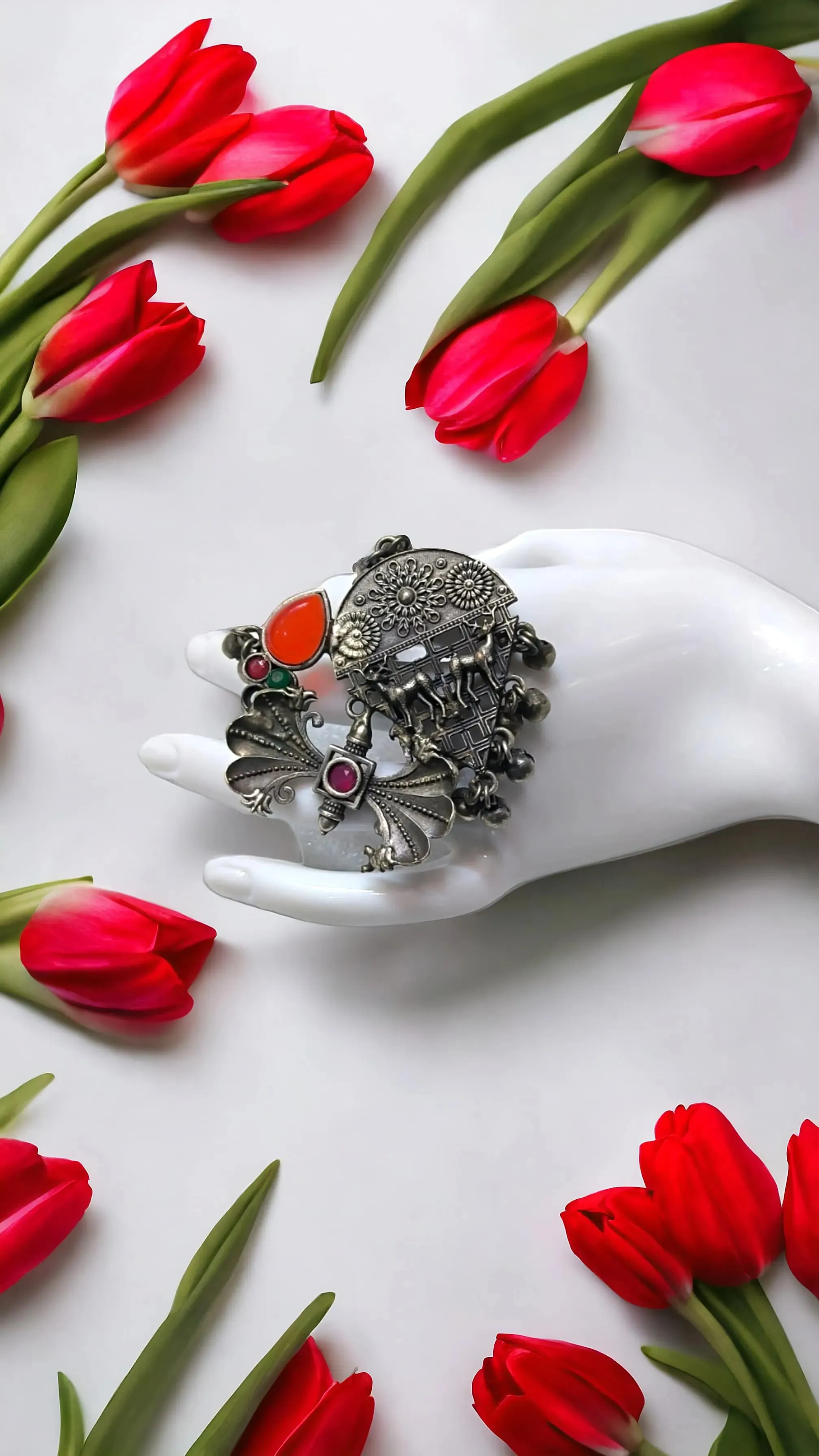 Aashi Silver Lookalike Oxidised Fusion Ring
