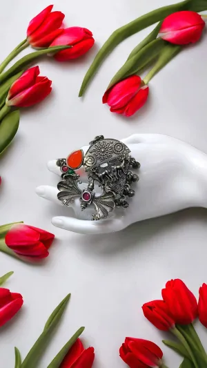 Aashi Silver Lookalike Oxidised Fusion Ring