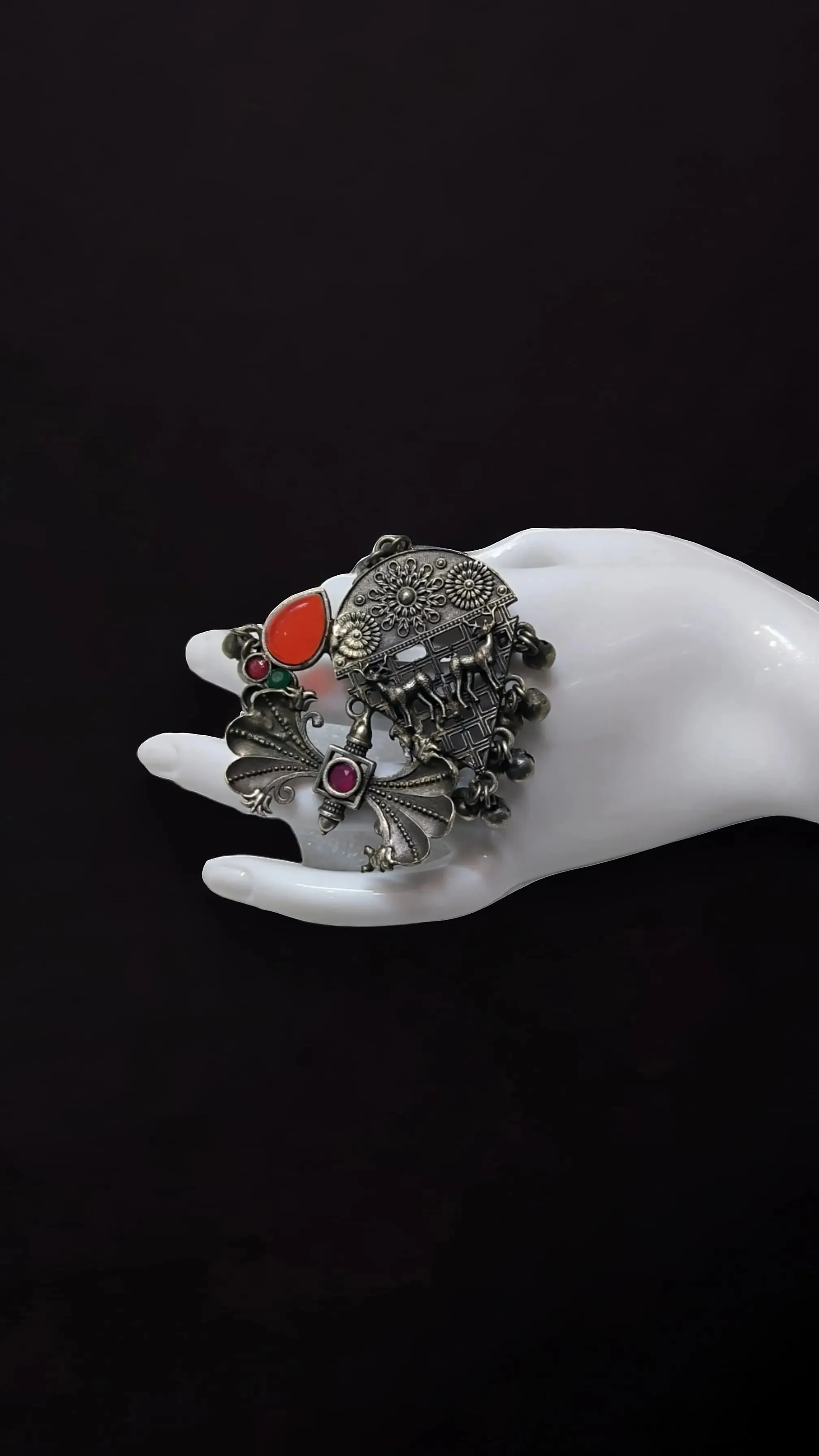 Aashi Silver Lookalike Oxidised Fusion Ring