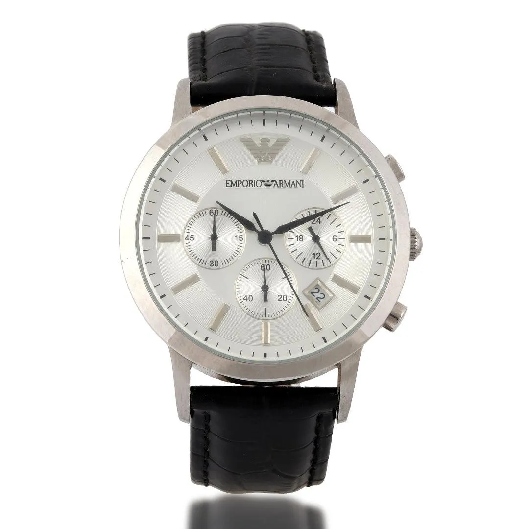 Analogue Leather Black Wrist Watch