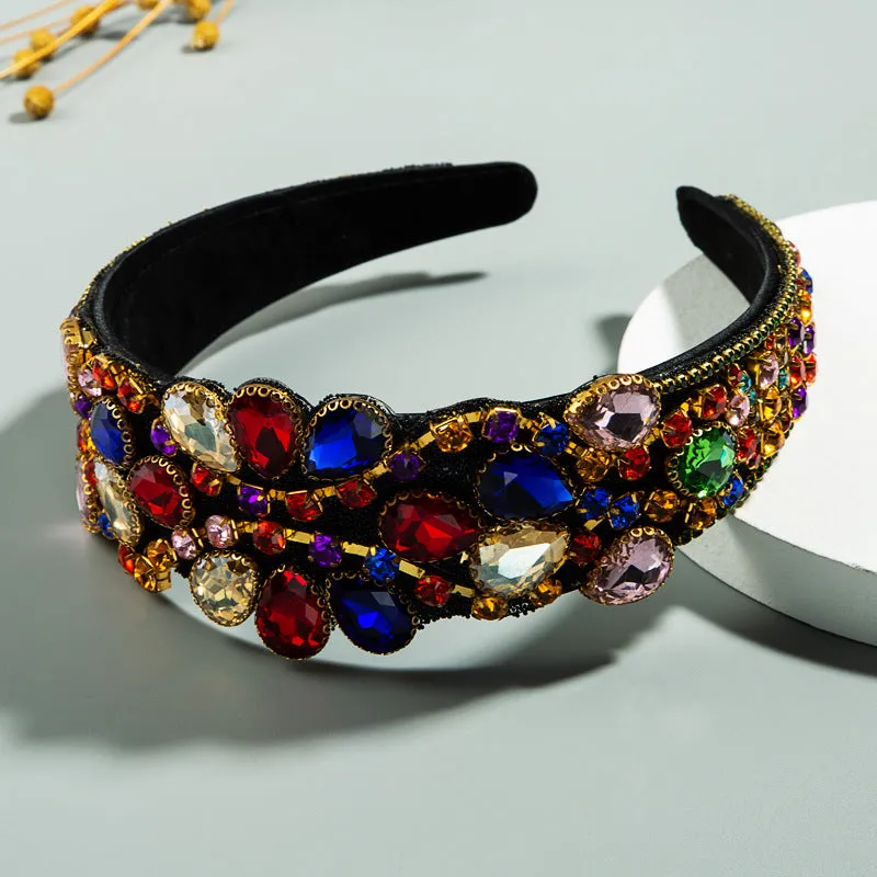 Baroque Headbands Boutique Hair Women Heavy Rhinestone Hairband